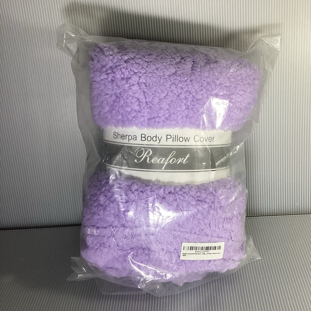 Reafort Light Purple Sherpa Body Pillow Cover